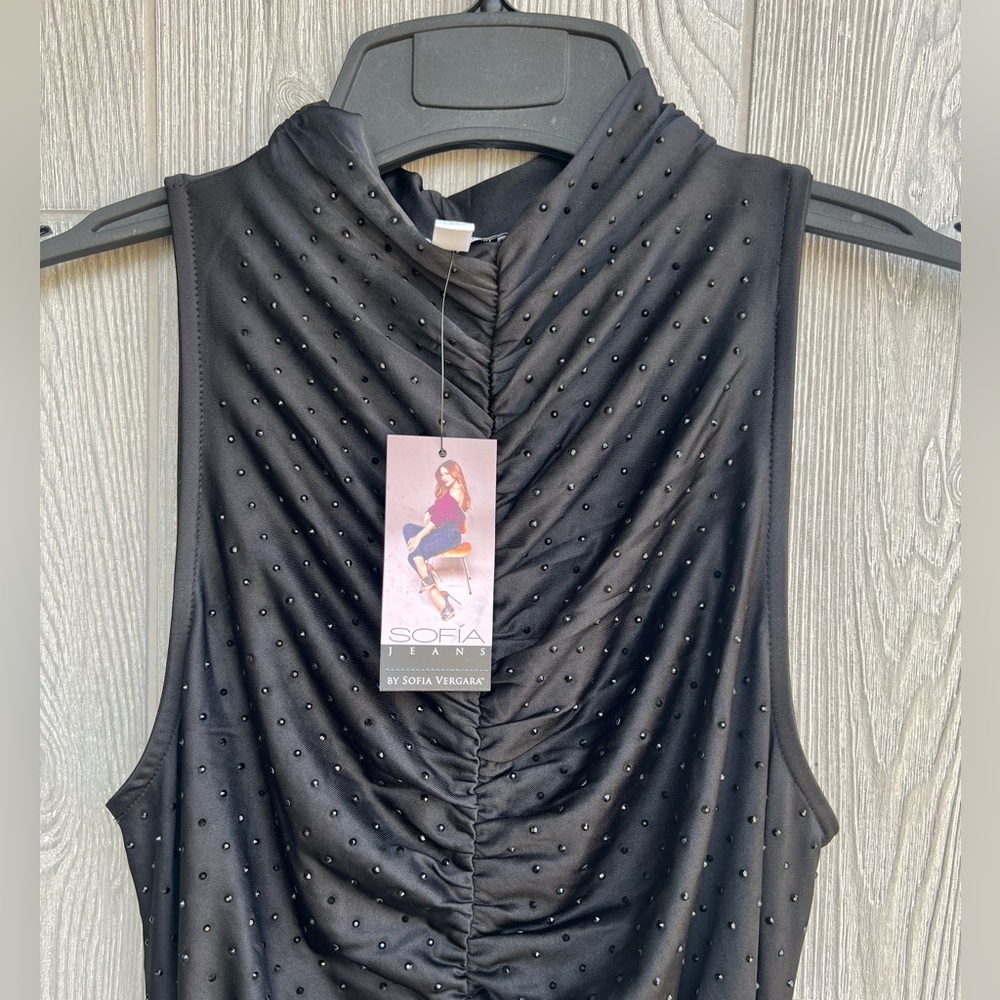 NWT Sofia Vergara Black Beaded Bodycon Midi Dress Size Medium 8/10 - Picture 12 of 12